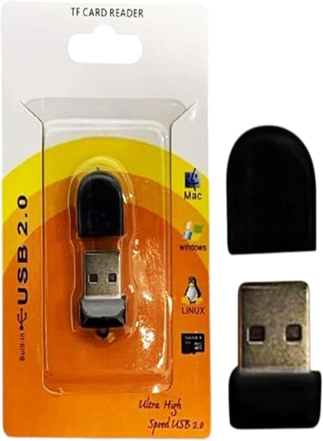 TF Card Reader USB 2.0 – Compact & Delicate, Plug & Play | Compatible with Mac, Windows, Linux, Android Smartphones | No Need to Remove Phone Cover